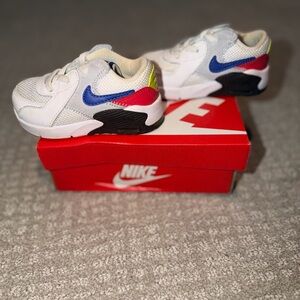 Nike Air Max Excee (TD) Baby Sneaker White Blue Red Mesh Lace Up Size 6C